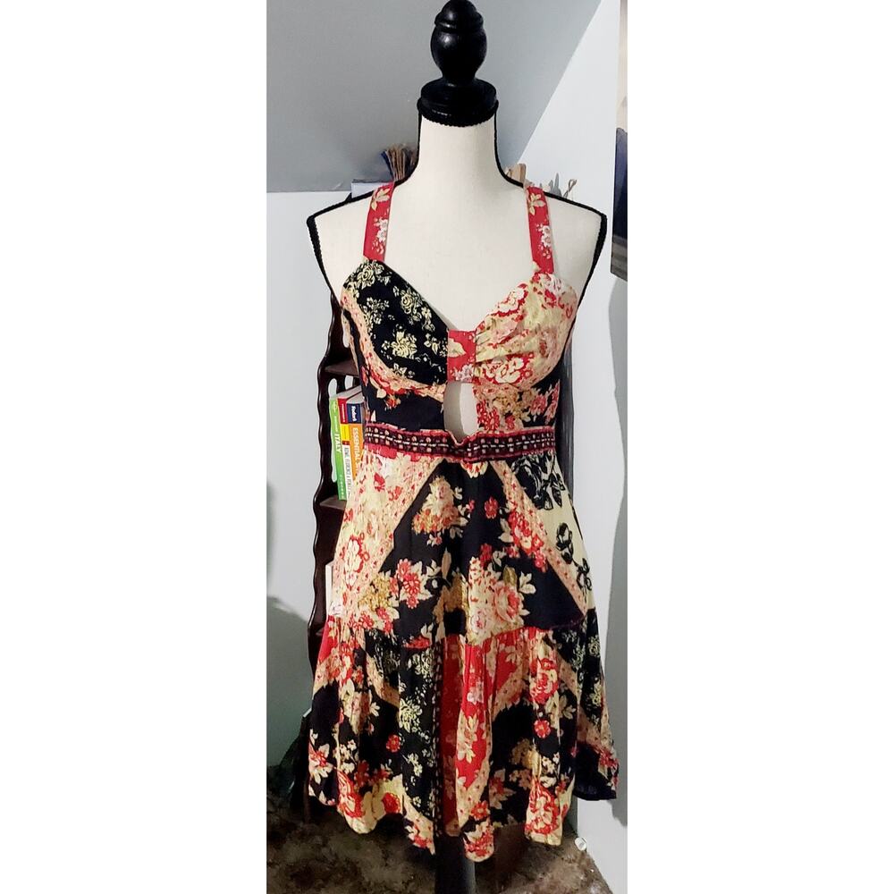 😺 B.O.G Collective WomePatchwork Style Dress Size S Whimsygoth Beach Goth